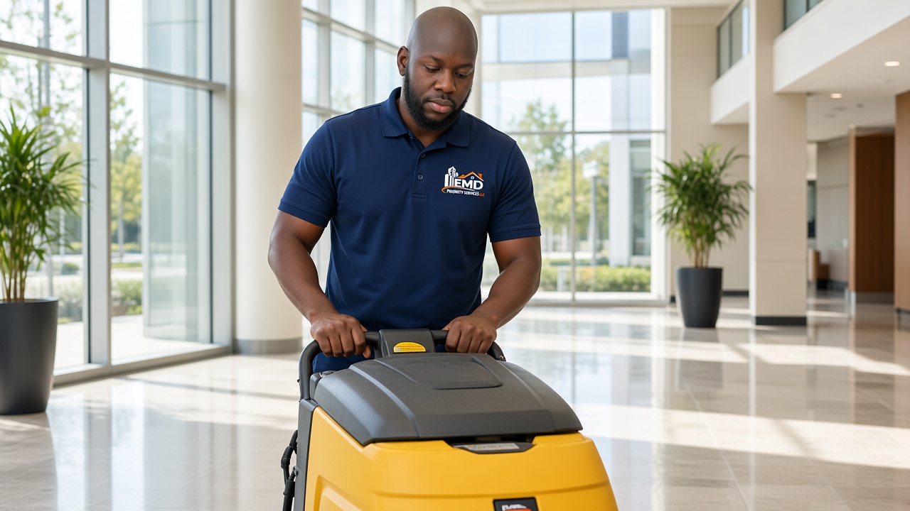 Cleaning crew in FMD work polo