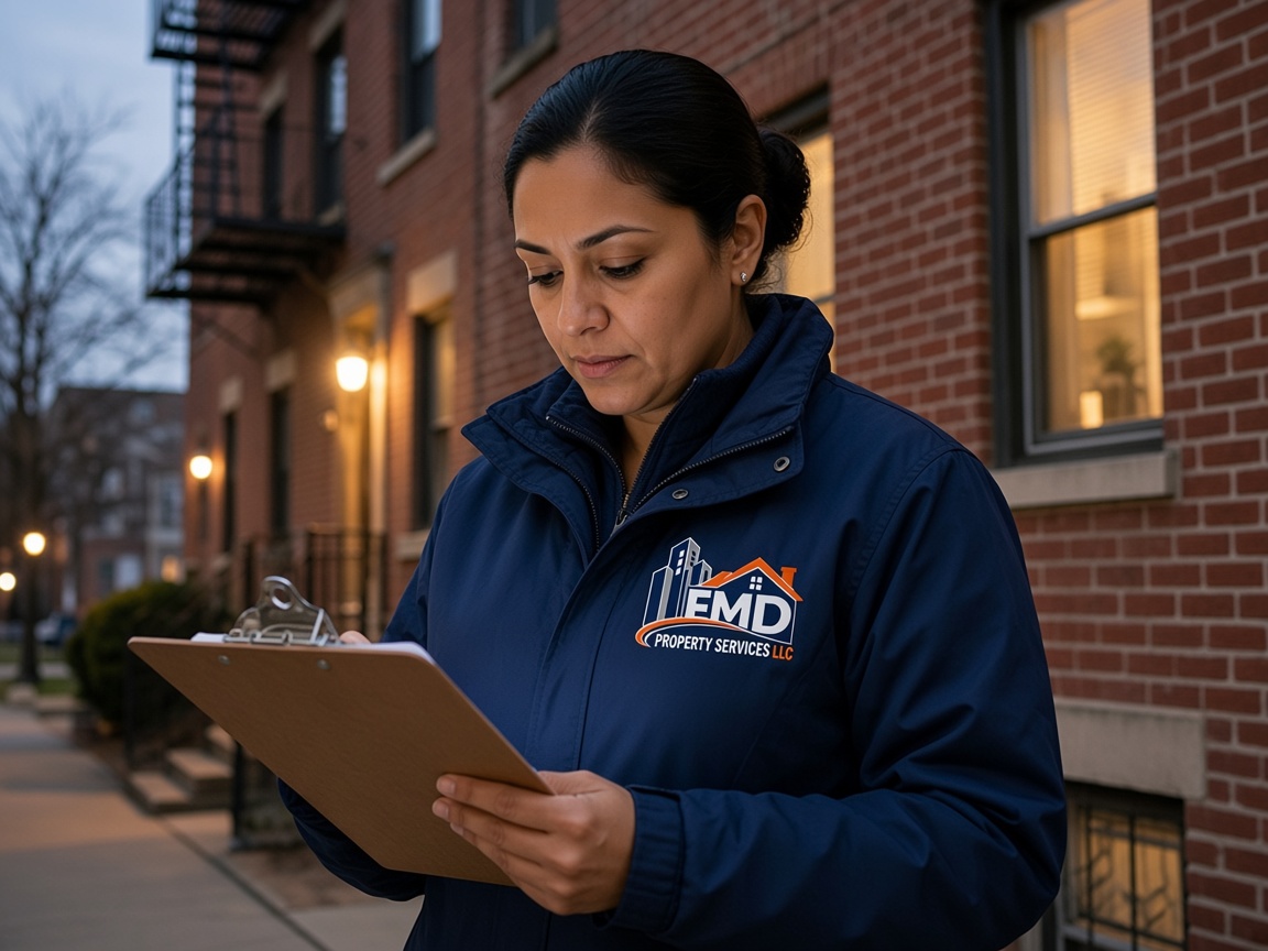 Field supervisor reviewing a property clipboard